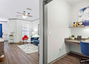 Thumbnail 10 of 38 - Spacious Living Room With Plank Flooring at The Shallowford Apartments, Chattanooga