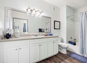 Thumbnail 28 of 38 - Large Soaking Tub In Bathroom with white cabinet at The Shallowford Apartments, Chattanooga