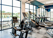 Thumbnail 16 of 29 - A gym with treadmills and exercise equipment.
