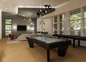 Thumbnail 8 of 8 - A billiard table is in the middle of a room with a television and a couch at Grays Creek Apartments, Cordova