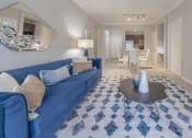 Thumbnail 10 of 33 - an empty room with blue and white tiles and a swimming pool at The Haven, Atlanta, 30329