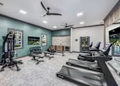 Thumbnail 23 of 27 - Gym with Treadmills at The Dawson Cartersville Apartments, Cartersville