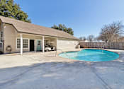 Thumbnail 7 of 39 - A house with a pool in the backyard.