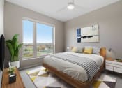 Thumbnail 19 of 57 - a bedroom with a bed and two windows
