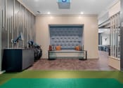 Thumbnail 42 of 76 - seating in our golf simulator room at The Lodge in Rochester Minnesota