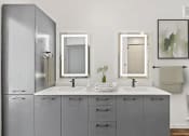 Thumbnail 25 of 50 - Double Vanity Bathroom with Gray Cabinets at Azalea Luxury Apartments Apartments