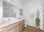 Thumbnail 13 of 83 - a bathroom with a sink and a mirror and a toilet