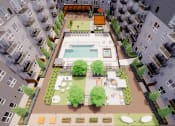 Thumbnail 18 of 83 - an aerial view of an apartment complex with a pool