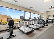 Thumbnail 21 of 35 - an image of a gym with cardio equipment and windows with a blue sky in the background