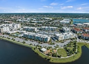Thumbnail 65 of 65 - A bird's eye view of a residential area with a body of water in the foreground. at Centre Pointe Apartments, Melbourne, Florida