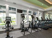 Thumbnail 19 of 46 - the gym at the inn atrium has cardio equipment and windows at Artesia at Lakewood Ranch Apartments, Bradenton