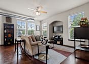 Thumbnail 6 of 34 - a living room with a couch and a tv at The Millennium Towne Center Apartments, Louisiana