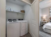 Thumbnail 7 of 15 - A small laundry room with a washer and dryer. at Vistoria At Stadium Apartments, Arizona, 85305
