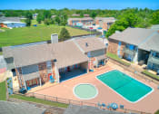 Thumbnail 21 of 29 - a aerial view of a house with a basketball court and a pool at Diamond  Trail Apartments, Oklahoma, 73112