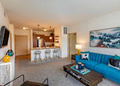 Thumbnail 7 of 50 - Kitchen and Living Room at The Enclave Luxury Apartments
