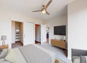 Thumbnail 5 of 54 - Bedroom With Ceiling Fan at The Arlow on Kellog, St. Paul, MN, 55102