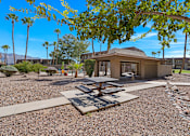 Thumbnail 21 of 27 - a view of a courtyard with trees and a building at Verde Apartments