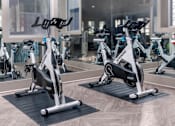 Thumbnail 15 of 72 - A Spinning bike is on display in a gym.