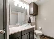 Thumbnail 39 of 54 - a bathroom with a toilet and a sink and a mirror