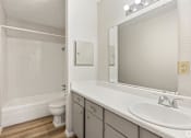 Thumbnail 14 of 17 - a bathroom with a sink and a toilet and a mirror