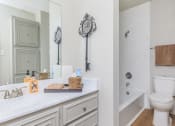 Thumbnail 46 of 54 - a bathroom with a toilet and a sink and a mirror