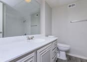 Thumbnail 53 of 54 - a bathroom with a sink and a toilet and a mirror