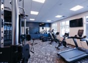 Thumbnail 7 of 29 - a gym with various exercise machines and a tv