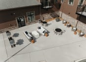 Thumbnail 22 of 29 - an aerial view of an outdoor patio with tables and chairs
