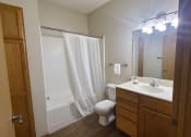Thumbnail 17 of 28 - a bathroom with a shower toilet sink and mirror