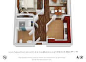 Thumbnail 23 of 26 - A floor plan of a one bedroom apartment in St. Anne's apartments.