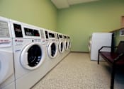Thumbnail 11 of 28 - A row of washing machines in a laundromat.