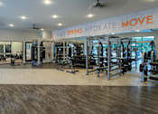 Thumbnail 8 of 12 - Gym with treadmills and other exercise equipment at The Eddy at Riverview, Smyrna, GA, 30126