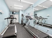 Thumbnail 22 of 51 - Fitness room with treadmills and elliptical machines at The Palms Apartments, South Carolina