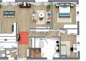 Thumbnail 4 of 11 - a floor plan of a house with a bedroom and a living room