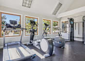 Thumbnail 30 of 44 - A home gym with a treadmill, elliptical trainer, and other exercise equipment. at Windmill Apartments, Colorado