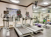 Thumbnail 27 of 45 - a gym with treadmills and other exercise equipment at Heritage at Stone Mountain, Northglenn, CO, 80233