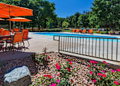 Thumbnail 20 of 37 - Poolside Sundeck With Relaxing Chairs at Woodland Hills Apartments, Colorado