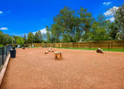 Thumbnail 3 of 33 - a dog park with trees and a blue sky in the background at Broadmoor Springs, Colorado Springs, CO, 80906