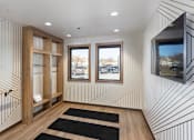 Thumbnail 18 of 37 - yoga studio with yoga mats, cabinets, and large mirrors