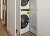 Thumbnail 25 of 27 - A row of white washing machines in a laundry room at WM by CLG, Los Angeles, CA  