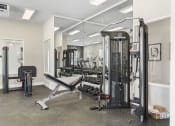 Thumbnail 10 of 28 - a gym with weights and cardio equipment in a building at The Junction at Rogers, Rogers