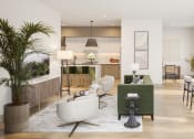 Thumbnail 43 of 58 - a rendering of a living room and dining room in an apartment at Bemiston Place Apartments, Clayton, 63105