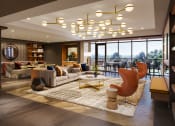 Thumbnail 4 of 58 - a living room filled with furniture and a large window at Bemiston Place Apartments, Clayton, MO