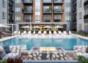 Thumbnail 2 of 58 - a swimming pool in front of an apartment building at Bemiston Place Apartments, Clayton, 63105