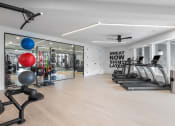Thumbnail 35 of 71 - the gym is equipped with treadmills and other fitness equipment at The Flats & Terraces at Wildhorse Village, Chesterfield