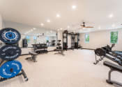 Thumbnail 12 of 18 - fitness center with free weights, strength training and cardio equipment at Pure Lowell, Lowell