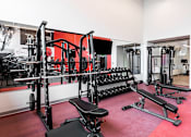 Thumbnail 8 of 39 - fitness center with free weights at Steelcote Square, St. Louis, Missouri