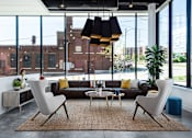 Thumbnail 10 of 39 - lobby with communal seating and stylish lighting at Steelcote Square, Missouri, 63103