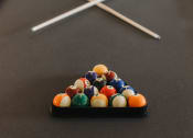 Thumbnail 18 of 19 - a pool table with billiard balls and sticks at 44 West Luxury Living, Missouri, 63088