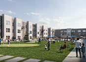 Thumbnail 5 of 6 - A group of people are gathered in a park in front of apartment buildings at Mila Apartments, Ellisville